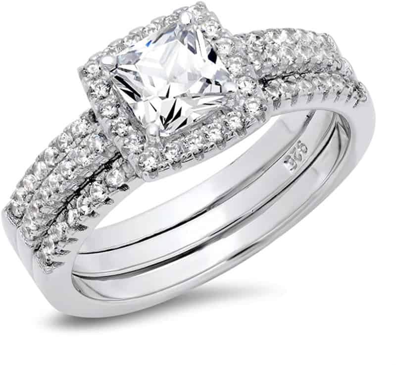 Metal Factory Cushion Cubic Zirconia Fake Engagement Ring