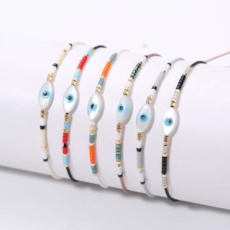 Rttooas Miyuki Evil Eye Charm Bracelets For Women Trendy Delica Seed Beaded Bracelet