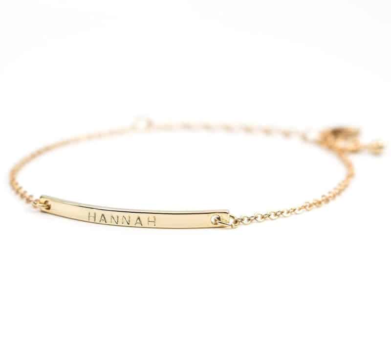 Best Bracelet With Name Engraved 16K Gold Your Name Bar Bracelet