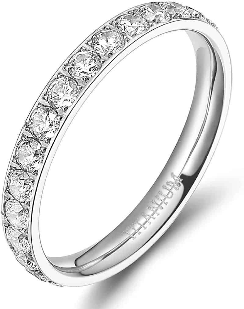 TIGRADE 3mm Women Titanium Engagement Ring