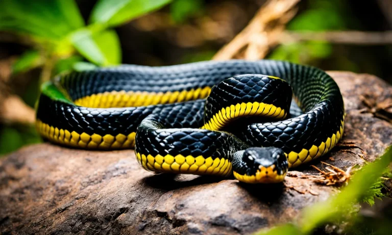 Identifying The Black Snake With A Yellow Ring Around Its Neck