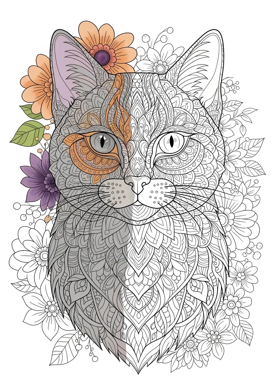 Cat Coloring Pages for Adults