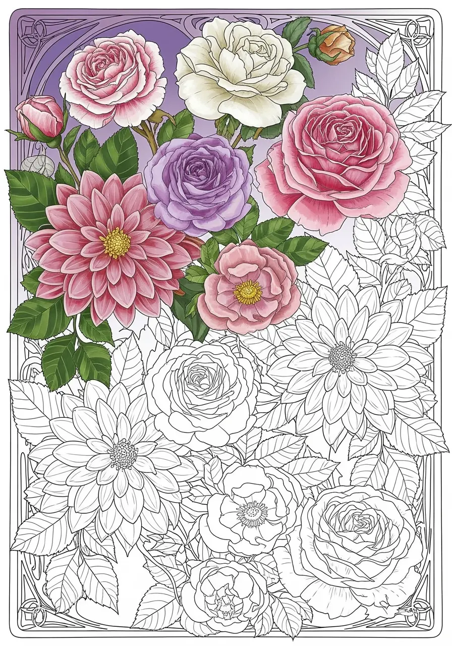 Flower Coloring Pages for Adults