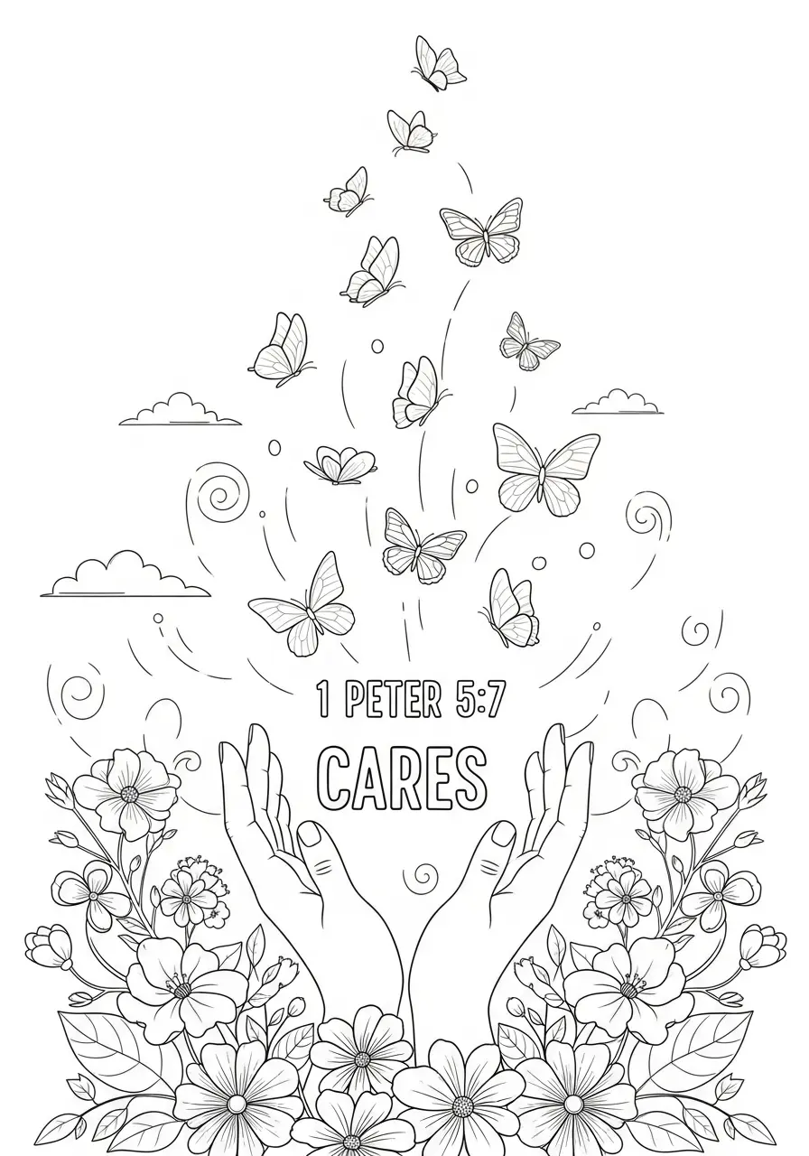 1 Peter 5:7 Cares Bible Verse Page