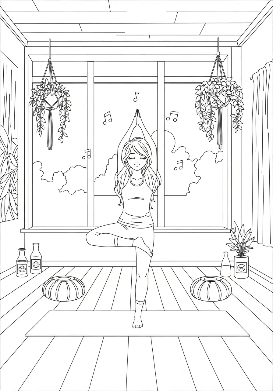 Anime Yoga Studio Coloring Page