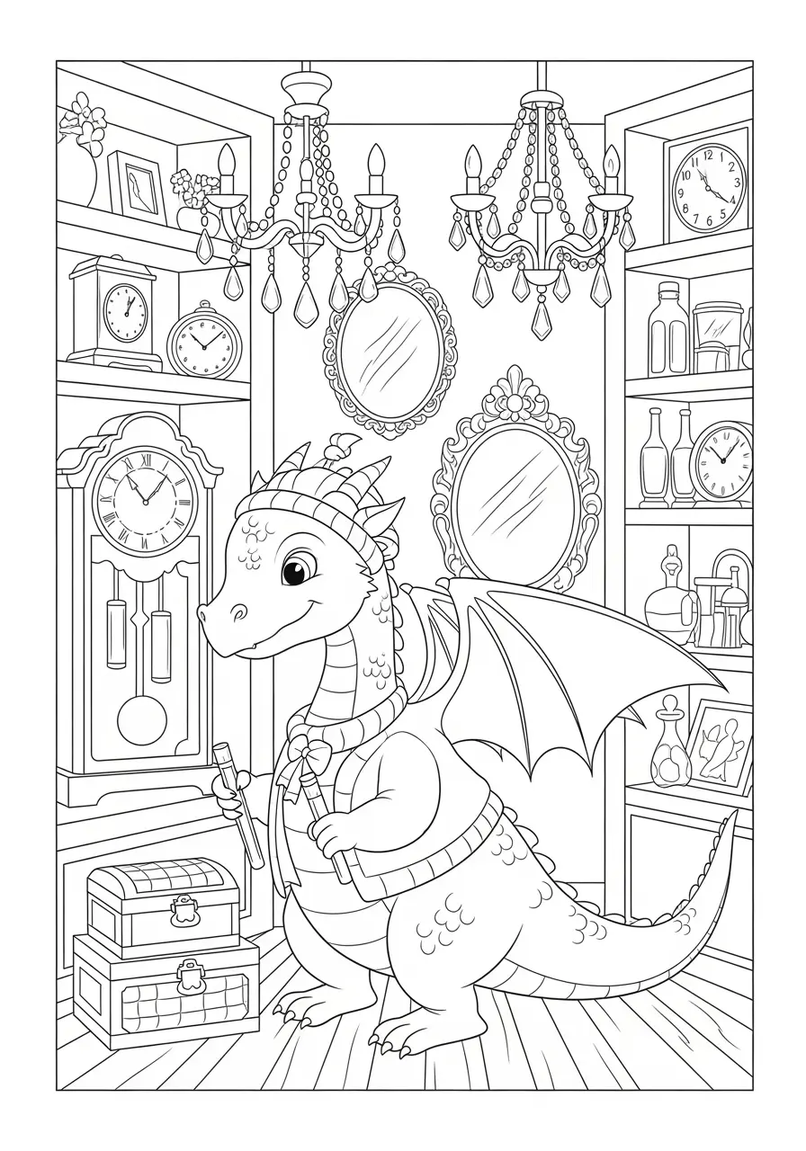 Antique Shop Dragon Coloring Page