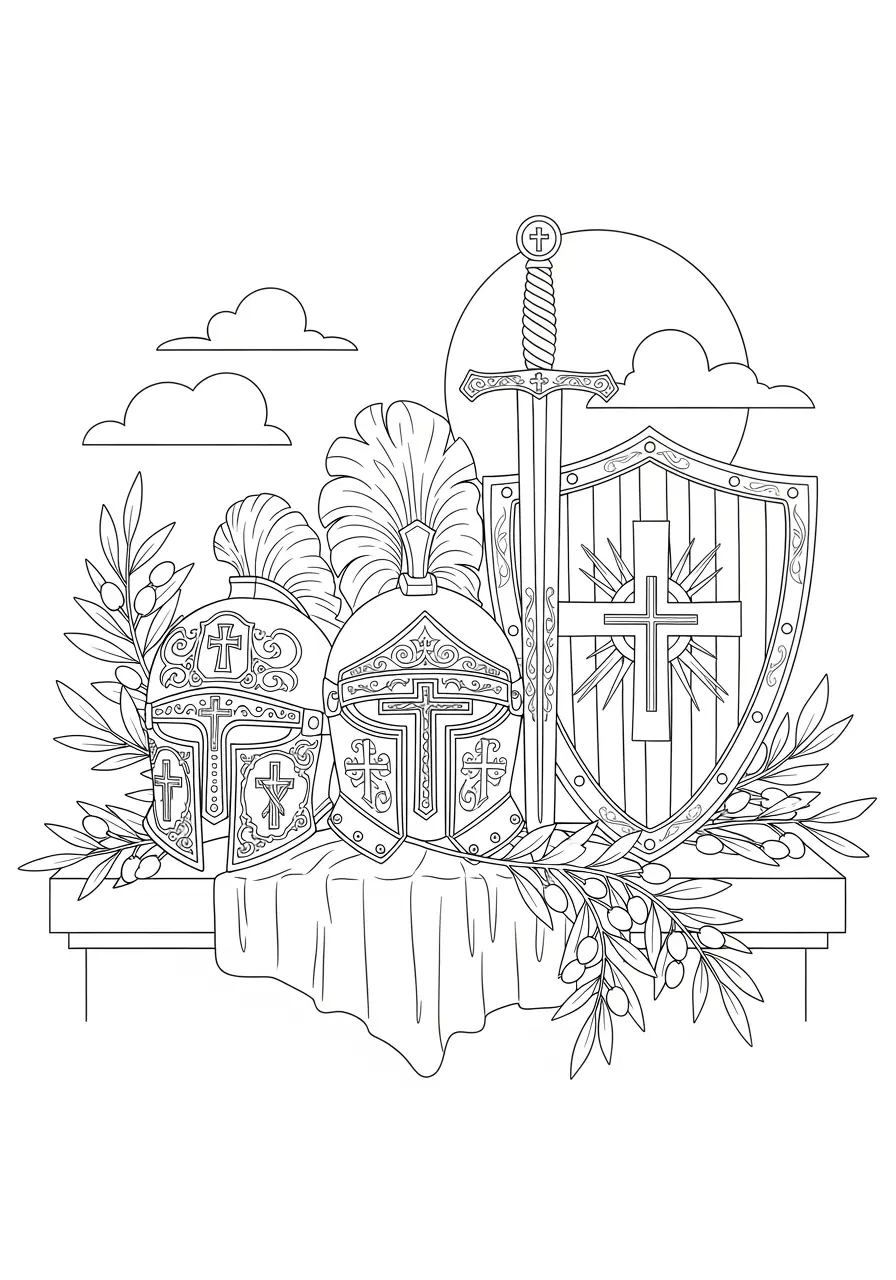 Armor God Christian Coloring Page