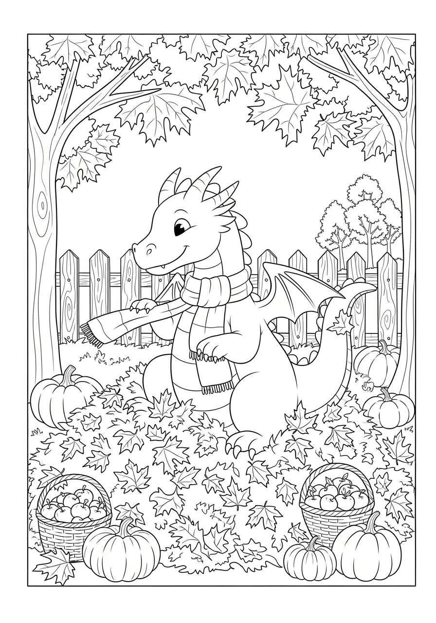 Autumn Dragon Coloring Page