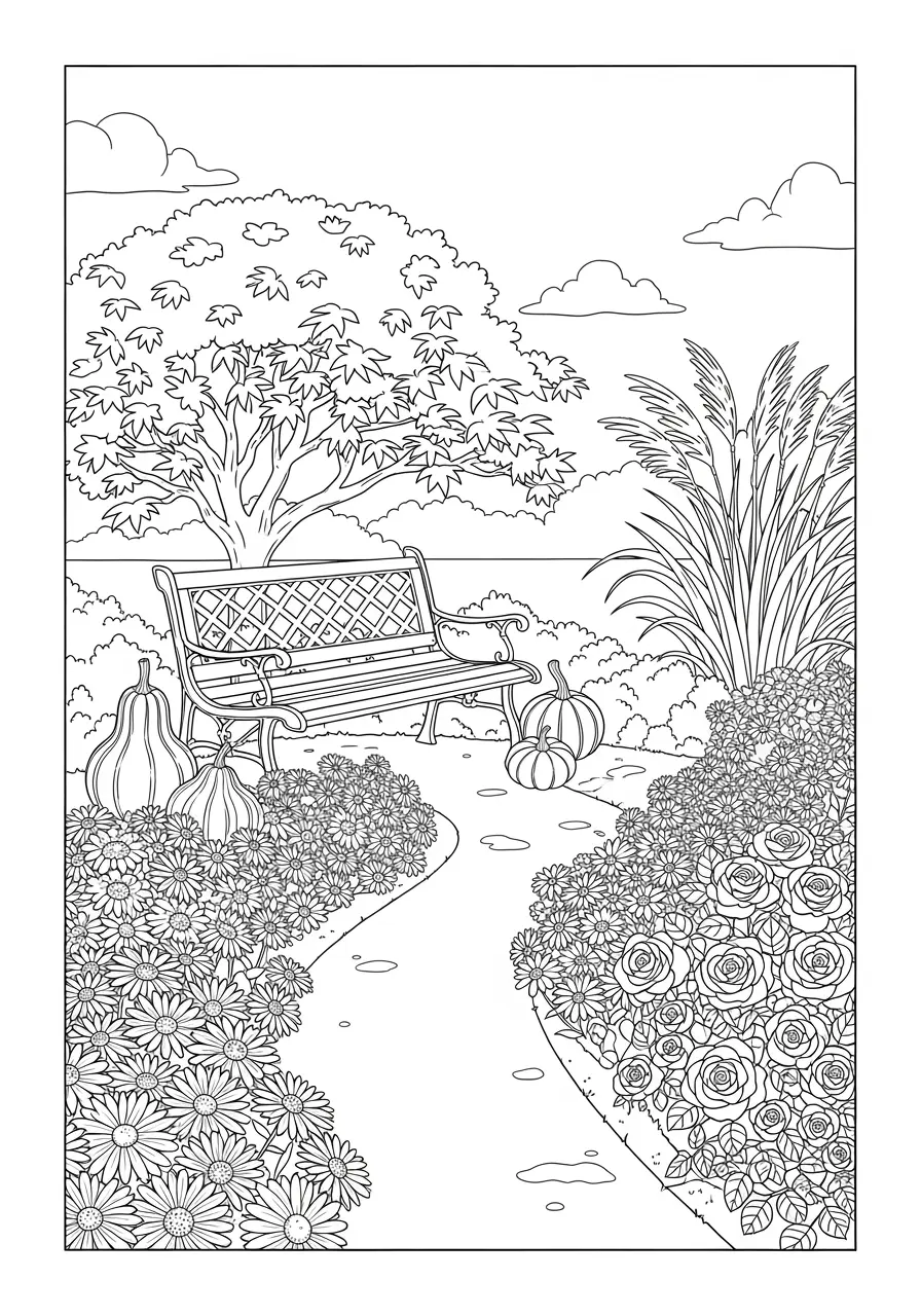Autumn Garden Coloring Page