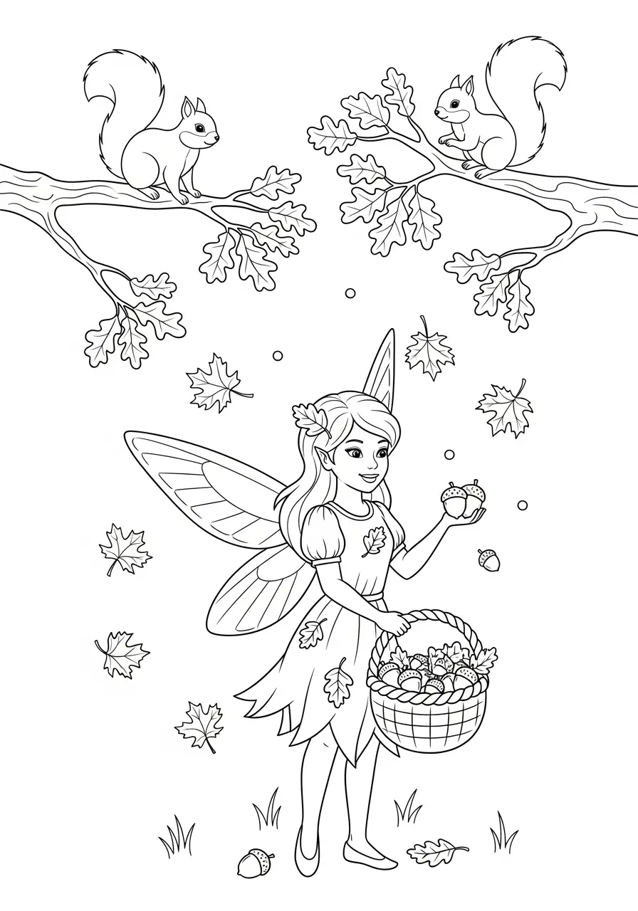 Autumn Harvest Fairy Coloring Page