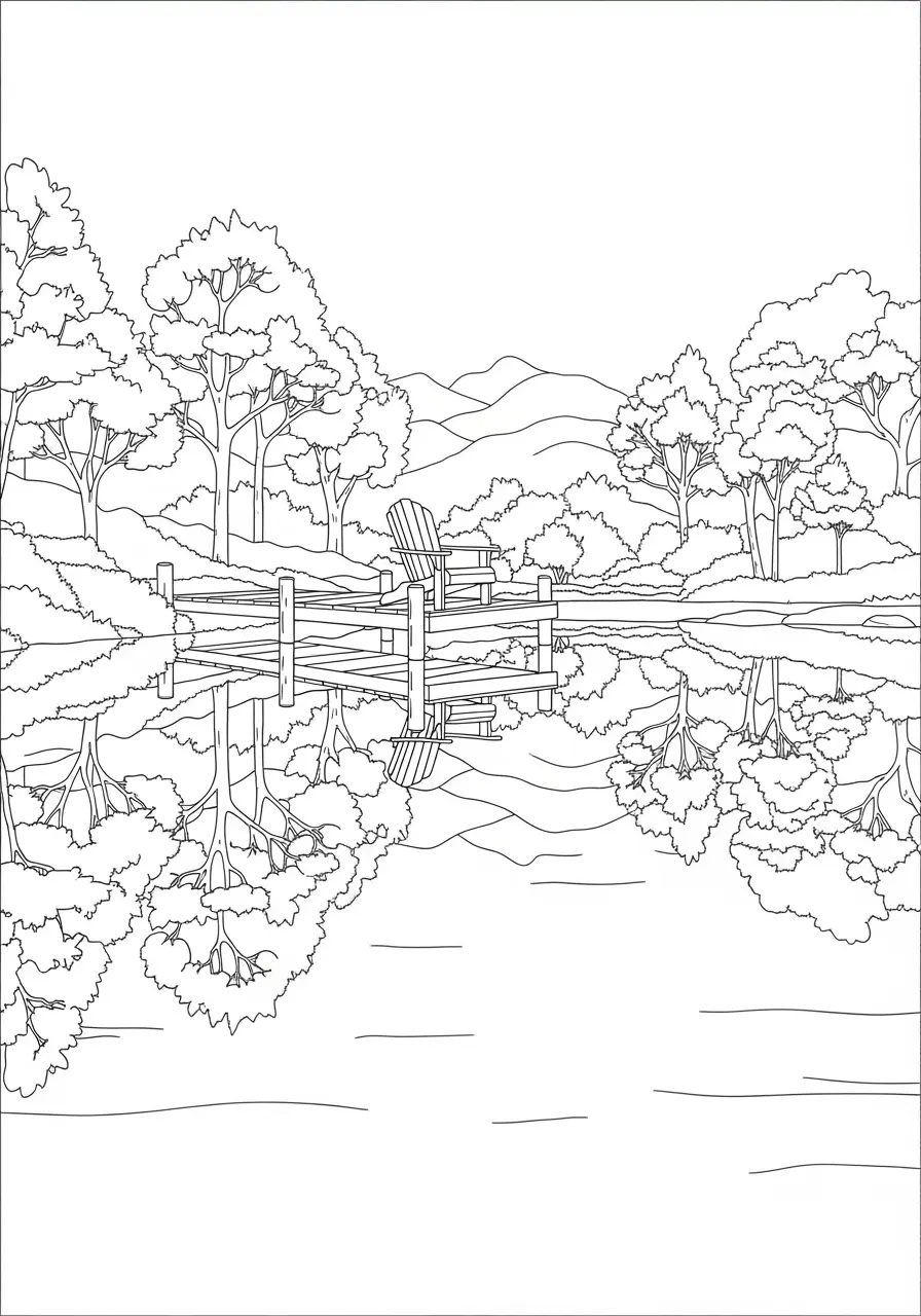 Autumn Lake Coloring Page