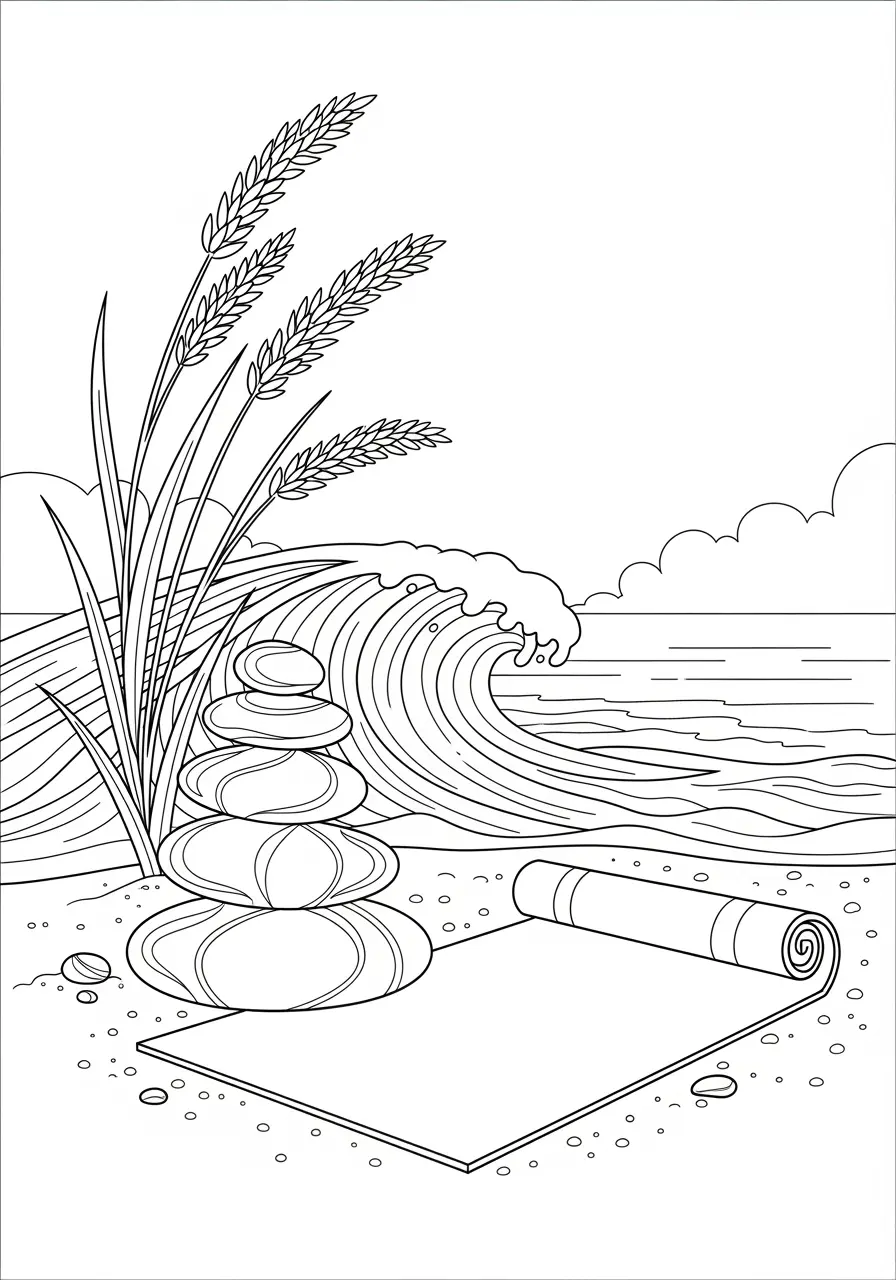 Beach Meditation Ocean Coloring Page