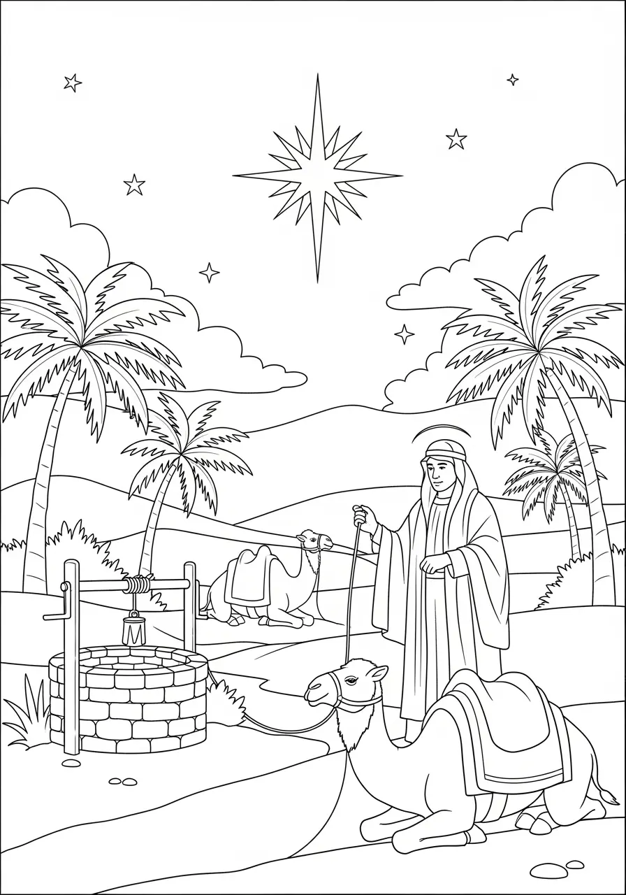 Bethlehem Star Christian Coloring Page