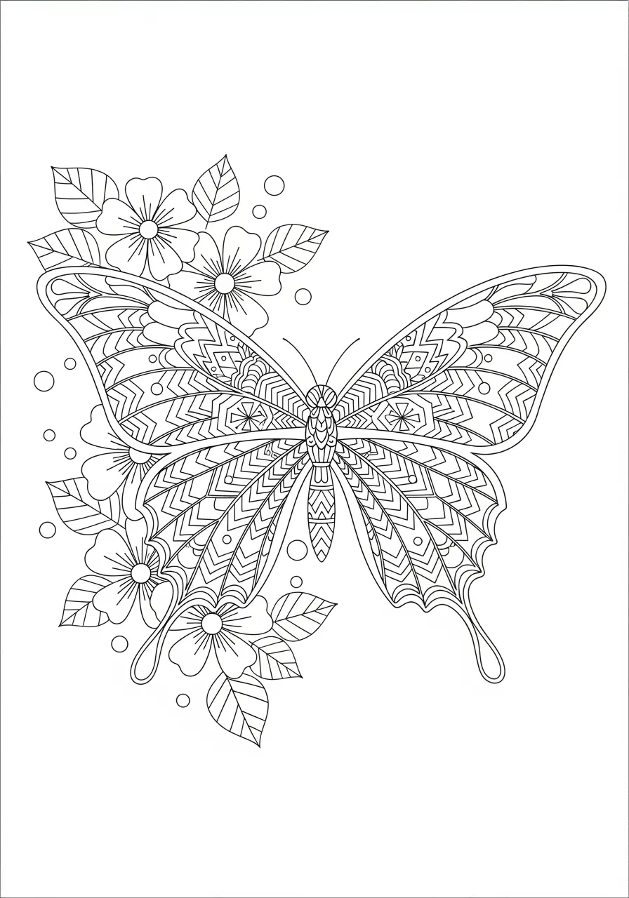 Butterfly Wings Zentangle Coloring Page