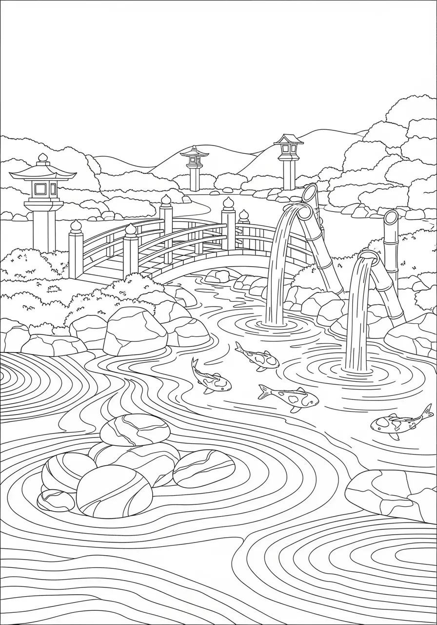 Calming Zen Garden Coloring Page