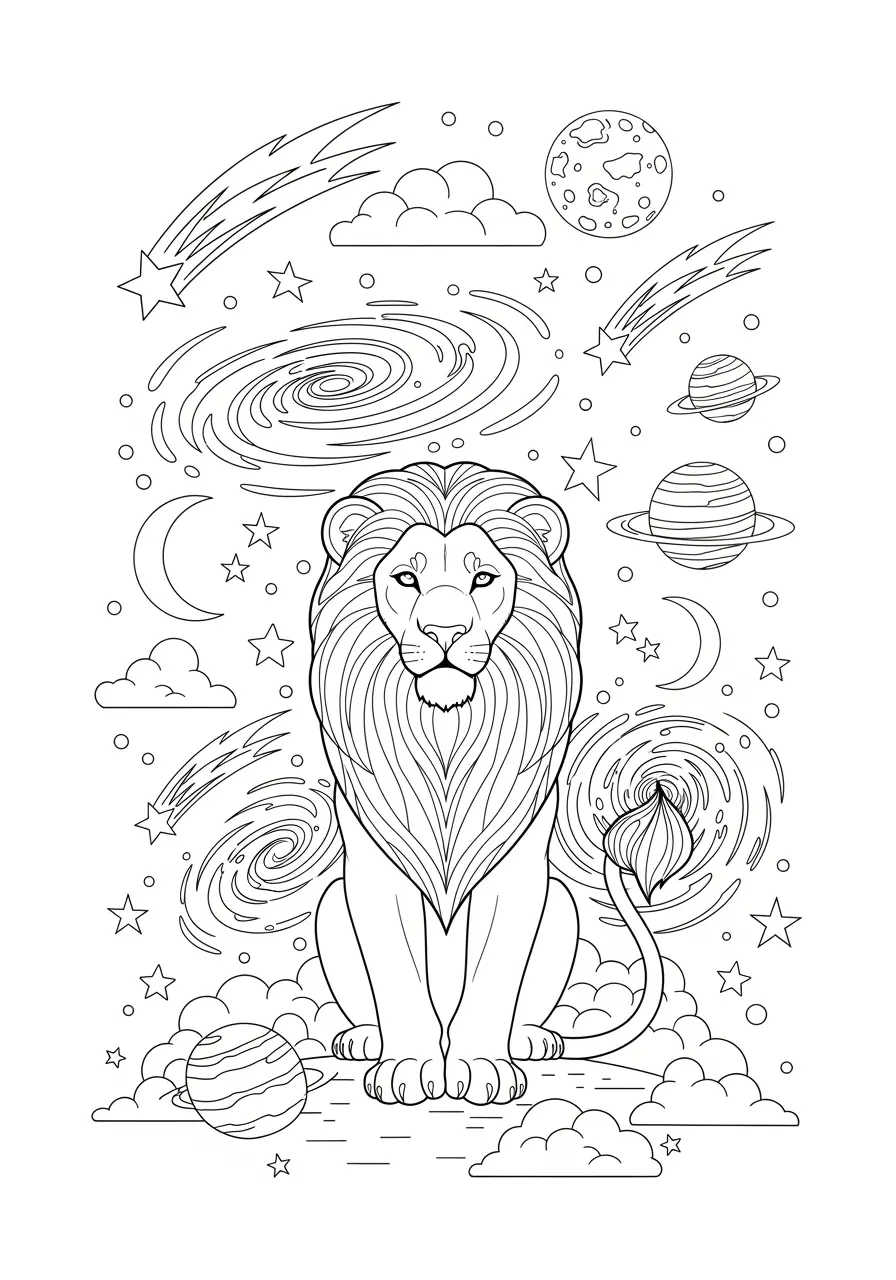 Celestial Lion Coloring Page
