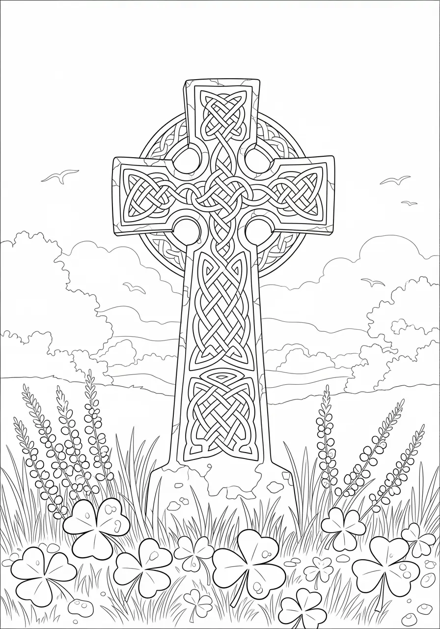 Celtic Cross Christian Coloring Page