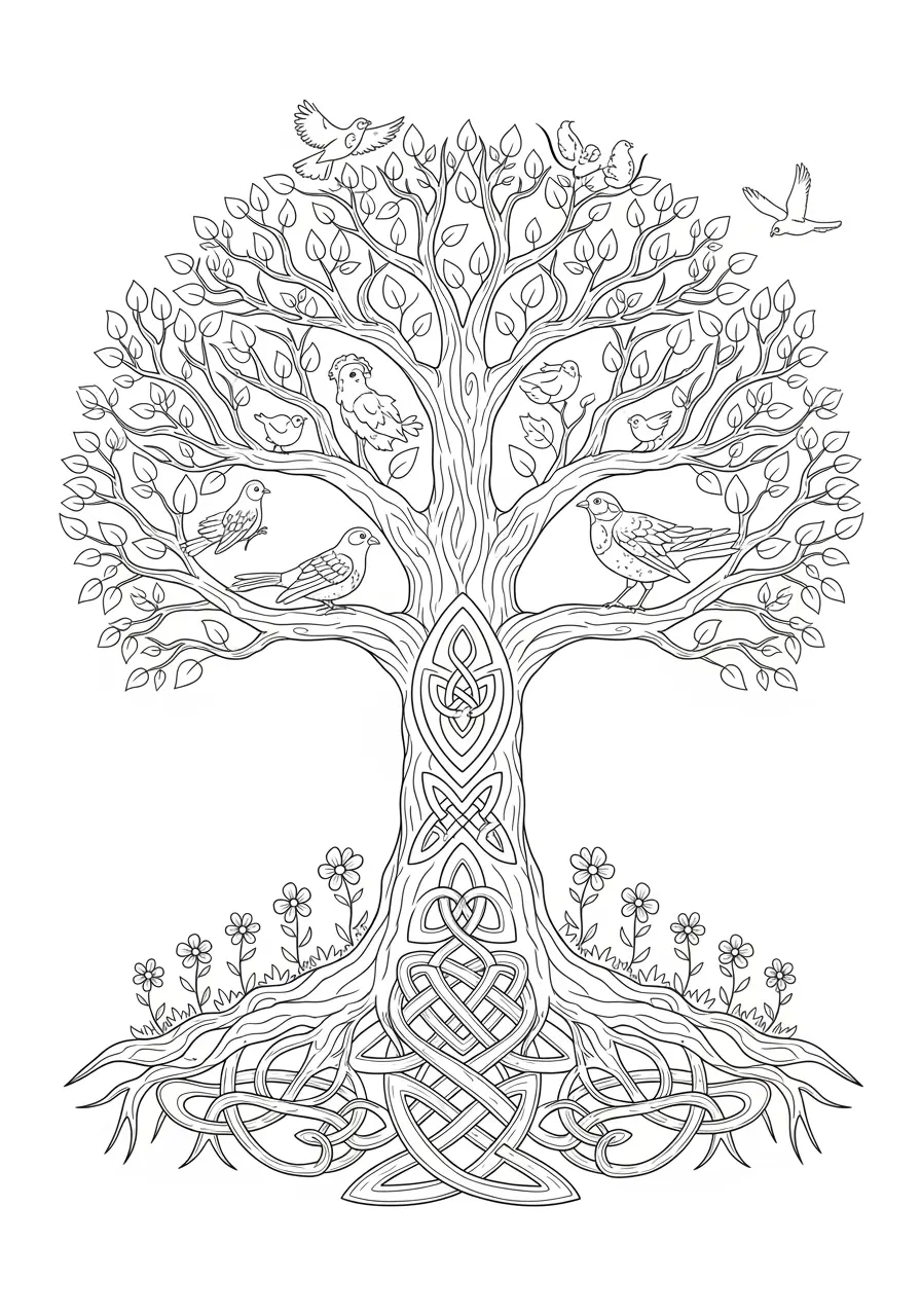 Celtic Tree Life Tattoo Coloring Page