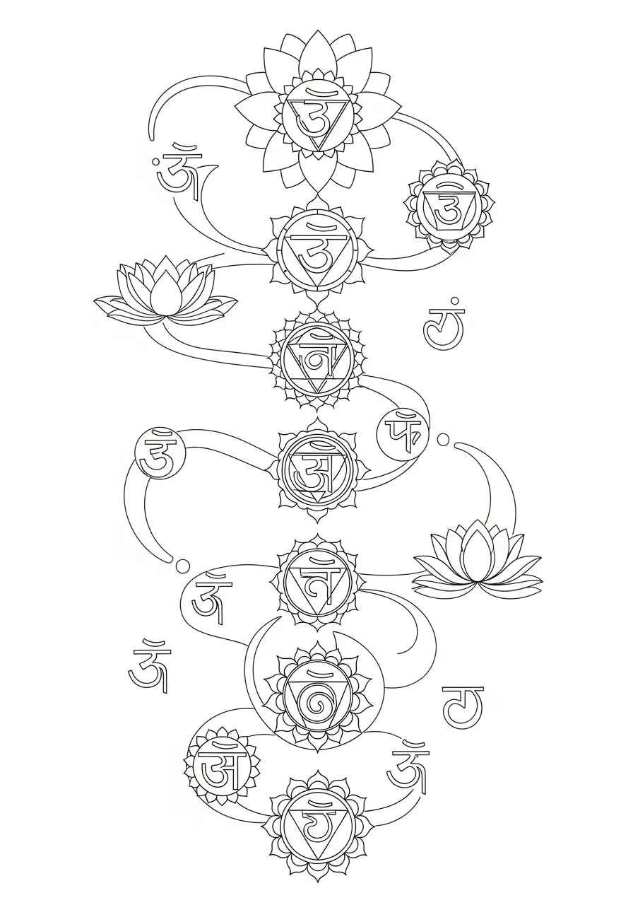 Chakra Meditation Trippy Coloring Page