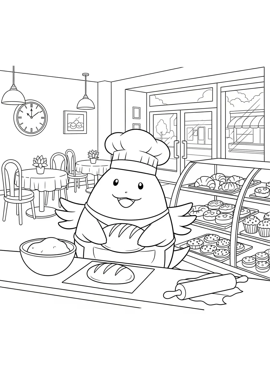 Chansey Bakery Pokemon Coloring Page
