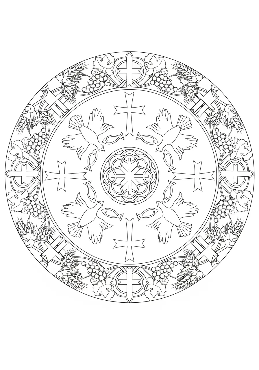 Christian Mandala Coloring Page