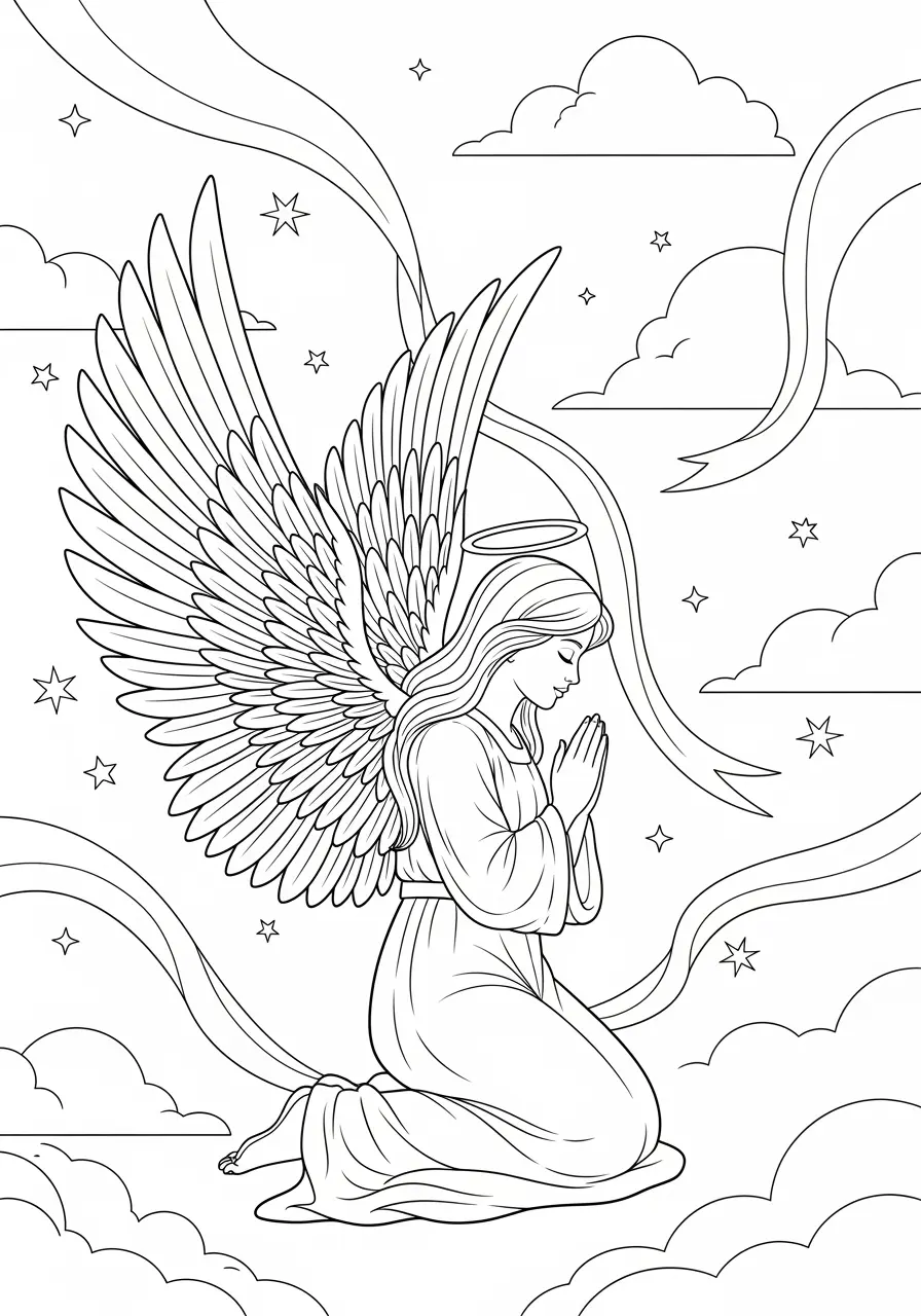 Christliches Engel-Flügel-Ausmalbild