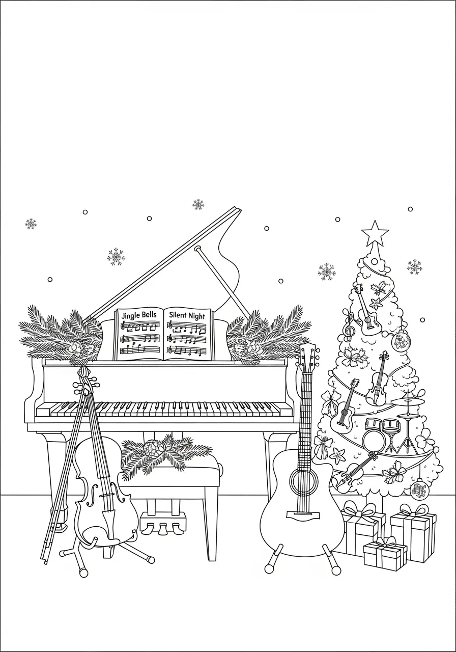 Christmas Music Room Coloring Page