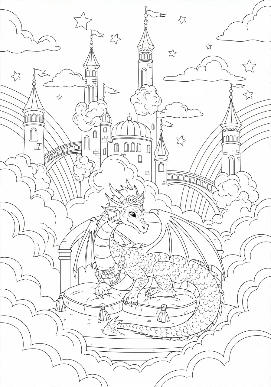 Cloud Palace Dragon Coloring Page