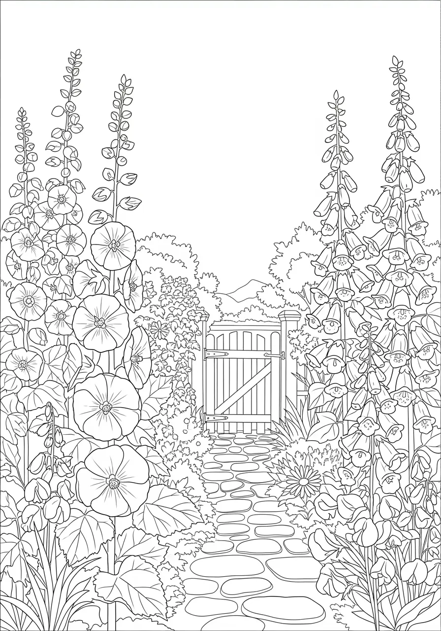 Cottage Garden Flower Coloring Page