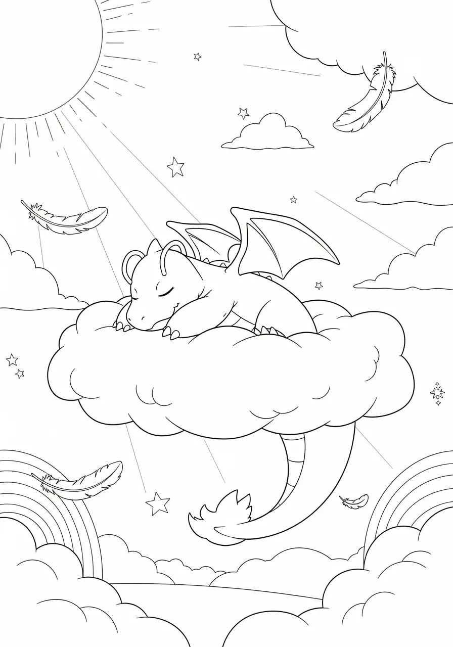 Dragonite Cloud Nine Pokemon Coloring Page