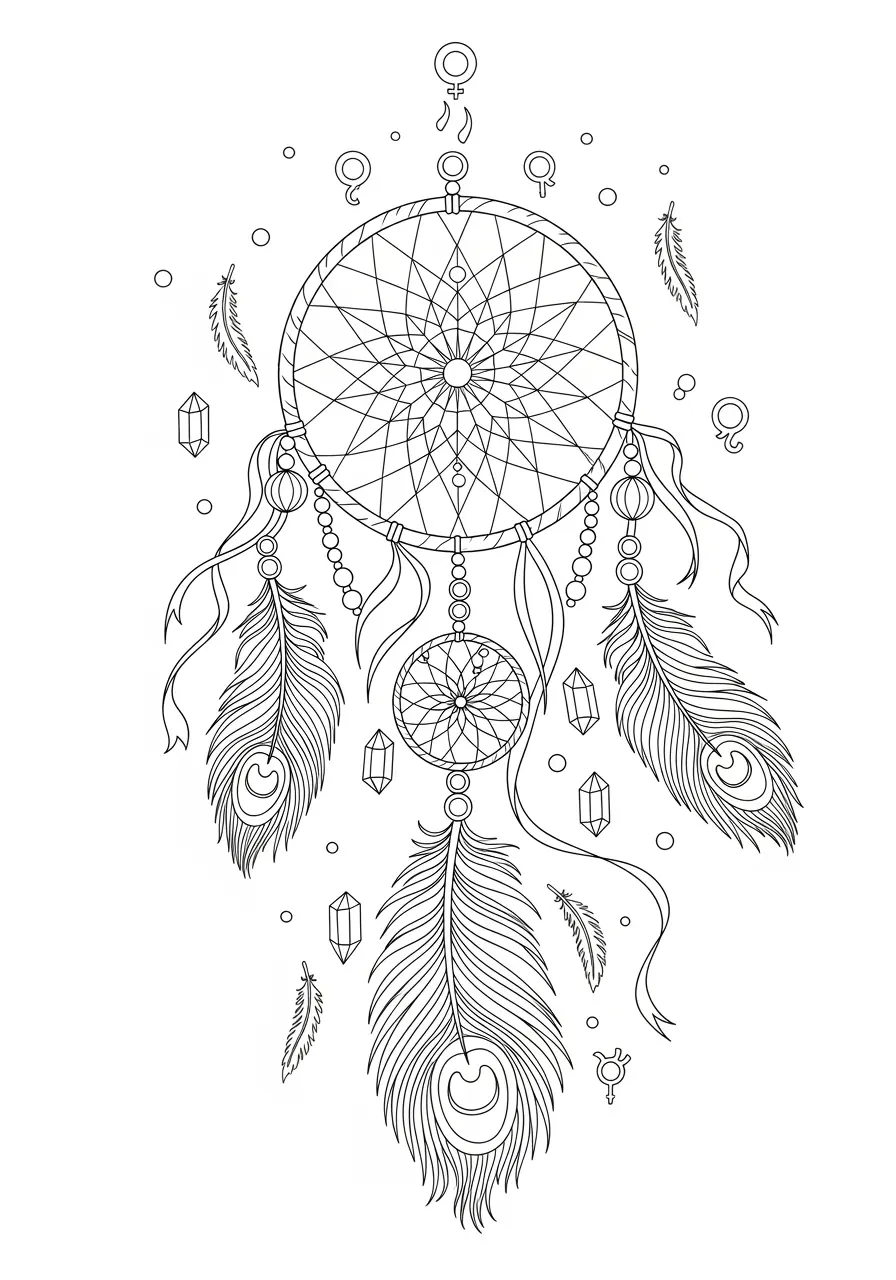 Dreamcatcher Trippy Coloring Page