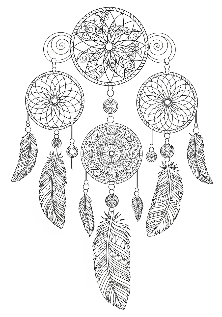 Dreamcatcher Zentangle Coloring Page for Adults