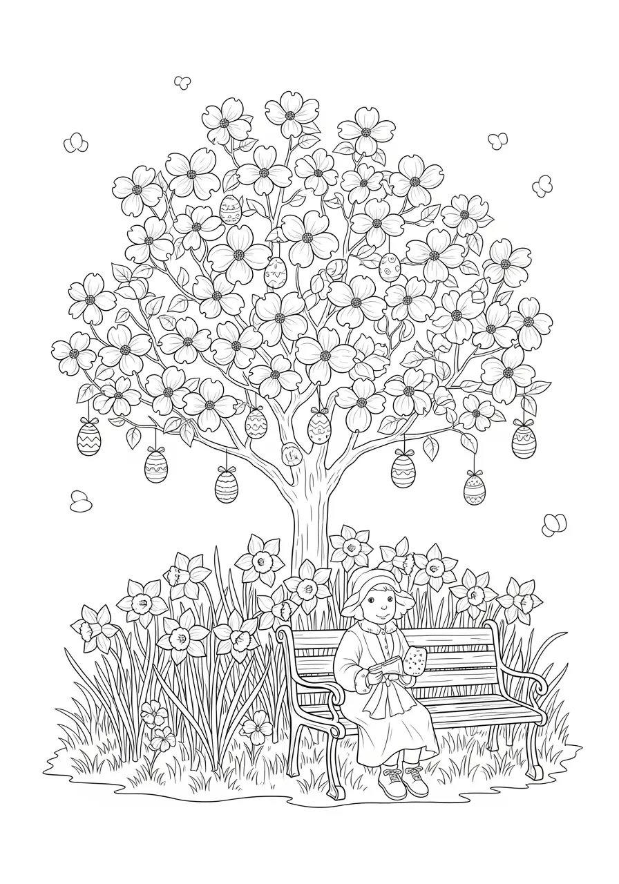 Easter Egg Tree Coloring Page
