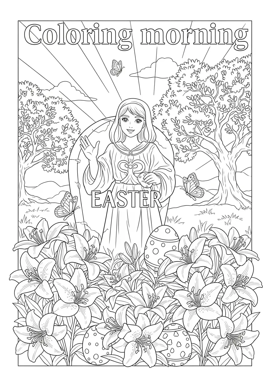 Easter Lily Christian Coloring Page