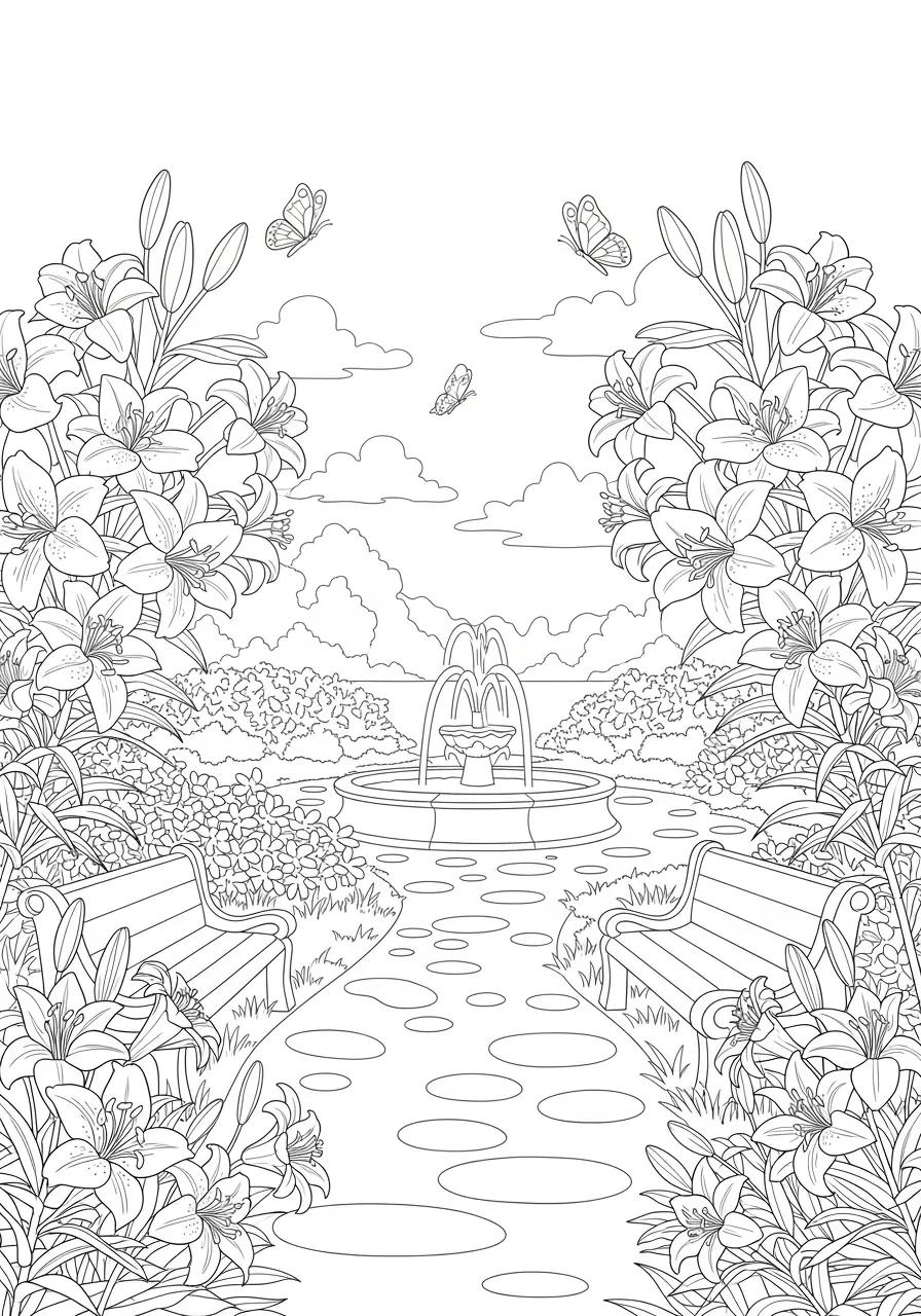 Easter Lily Garden Coloring Page