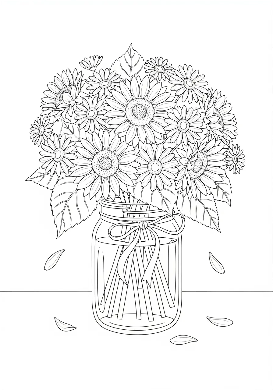 Easy Floral Bouquet Coloring Page