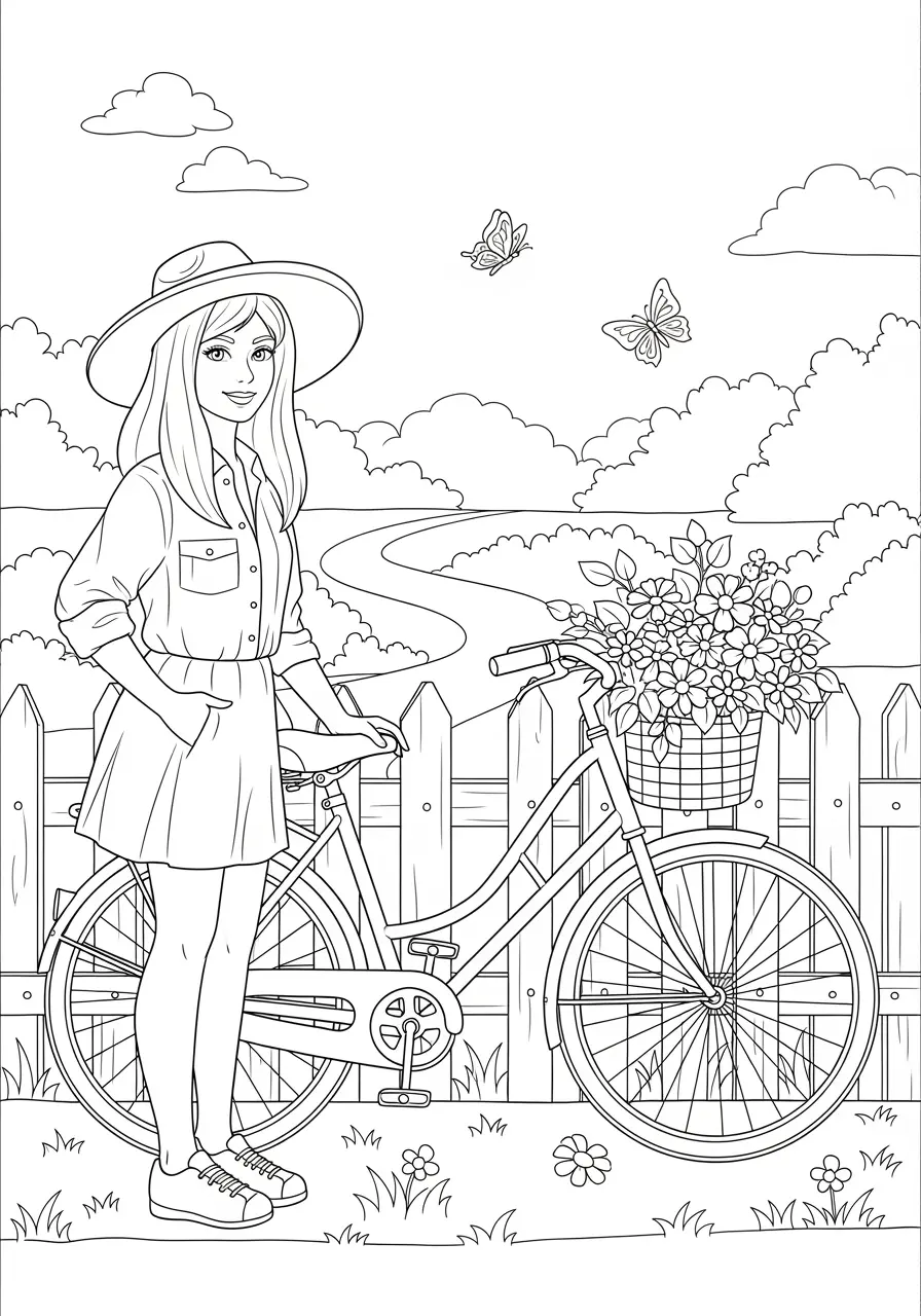 Easy Vintage Bicycle Coloring Page