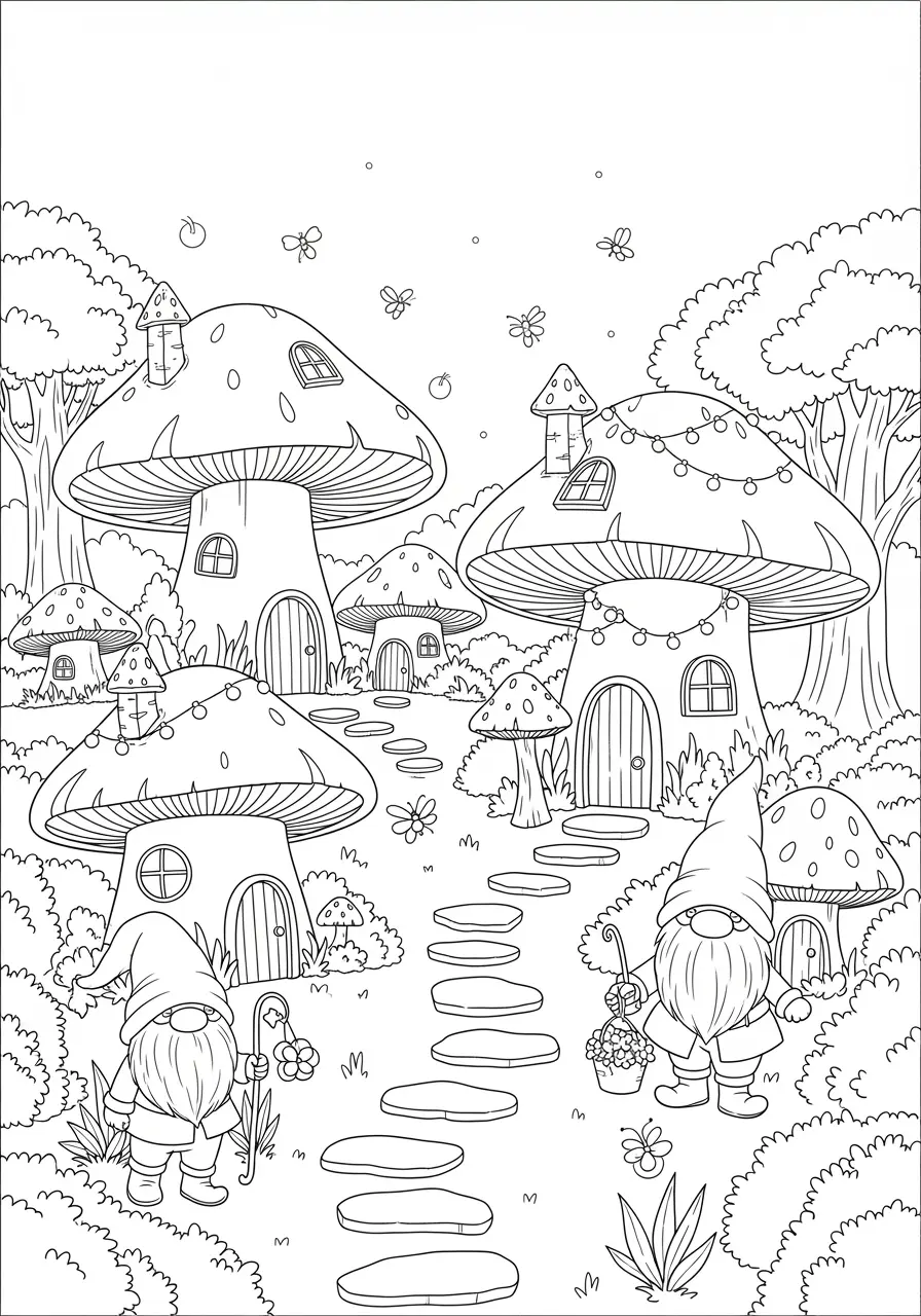 Enchanted Mushroom Village Fantasy Page
