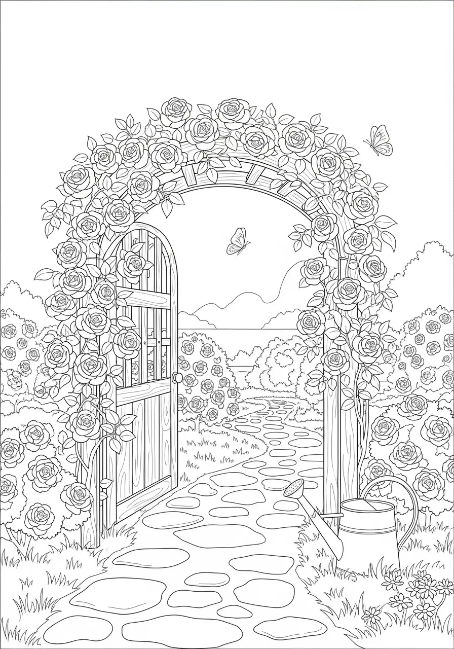 English Garden Rose Coloring Page