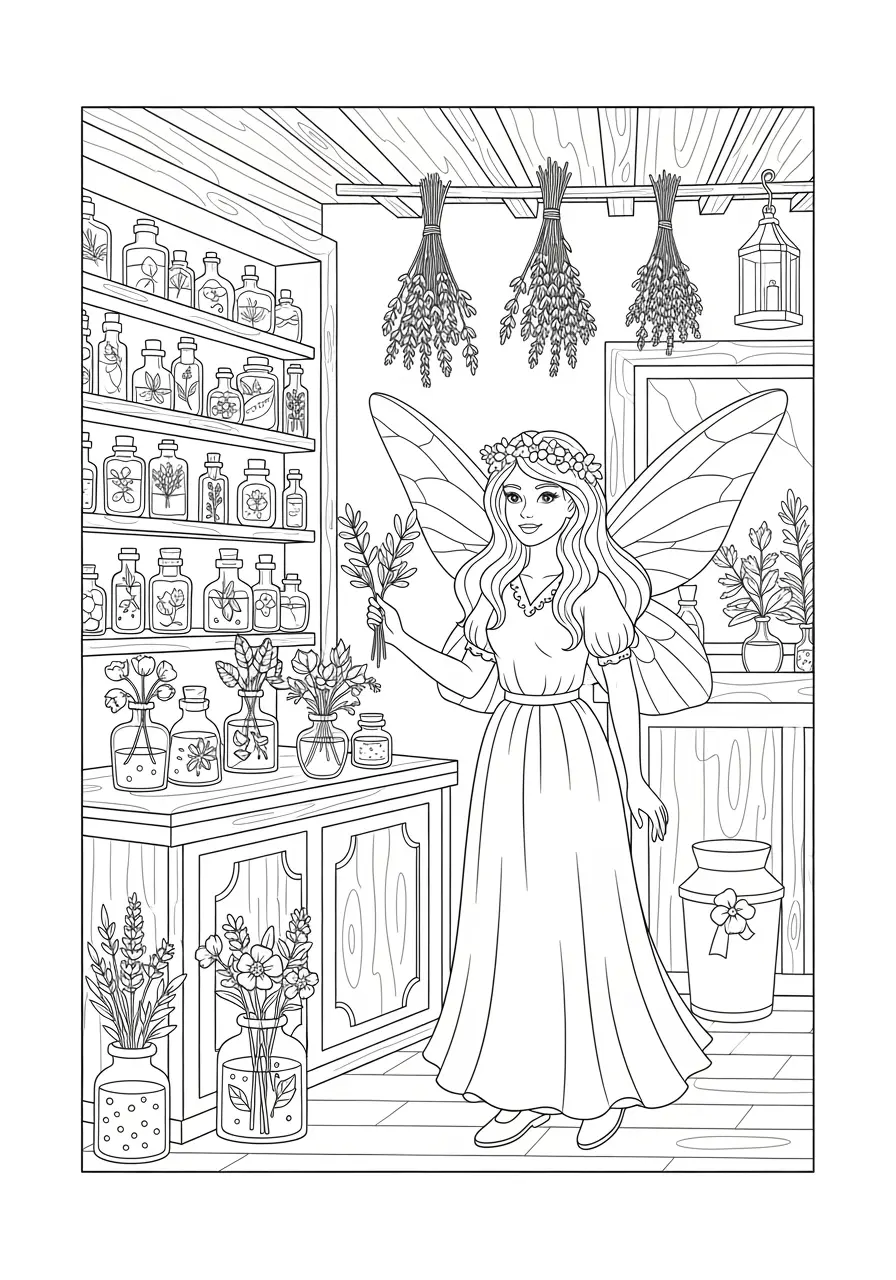 Fairy Apothecary Coloring Page