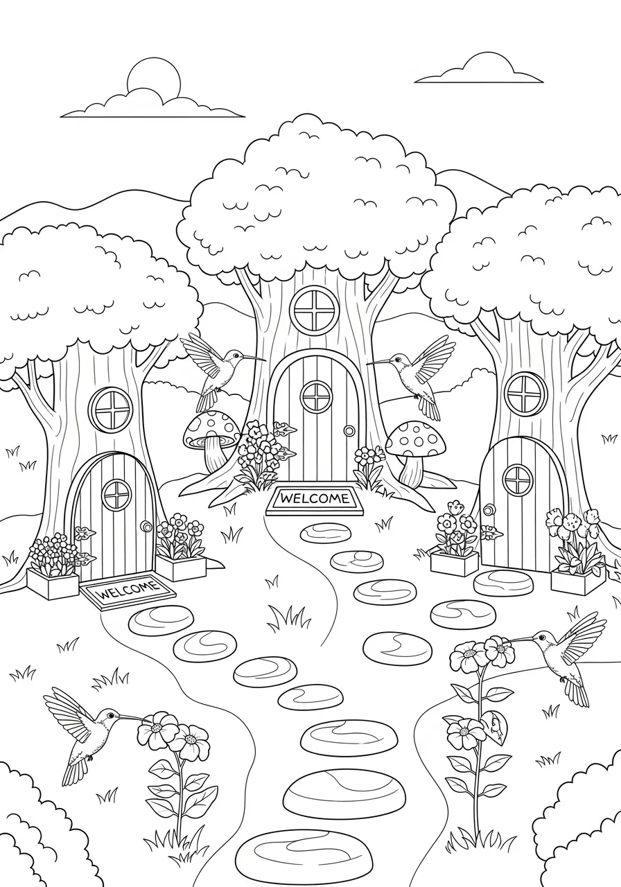 Fairy Door Garden Fantasy Coloring
