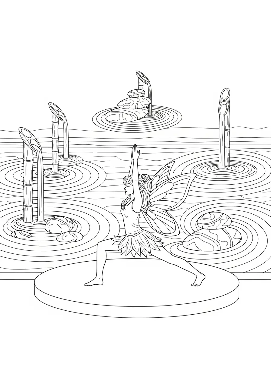 Fairy Meditation Garden Coloring Page