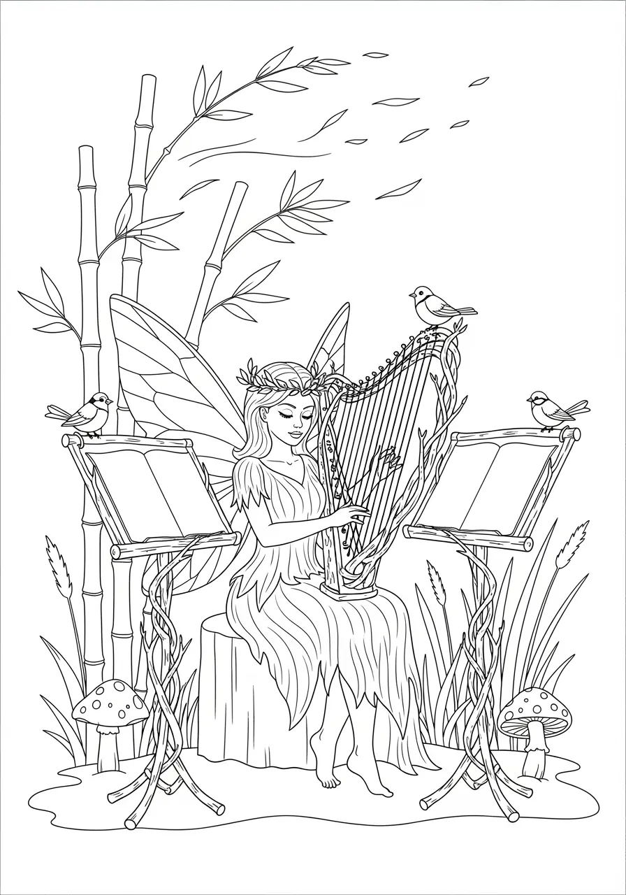 Fairy Music Studio Coloring Page