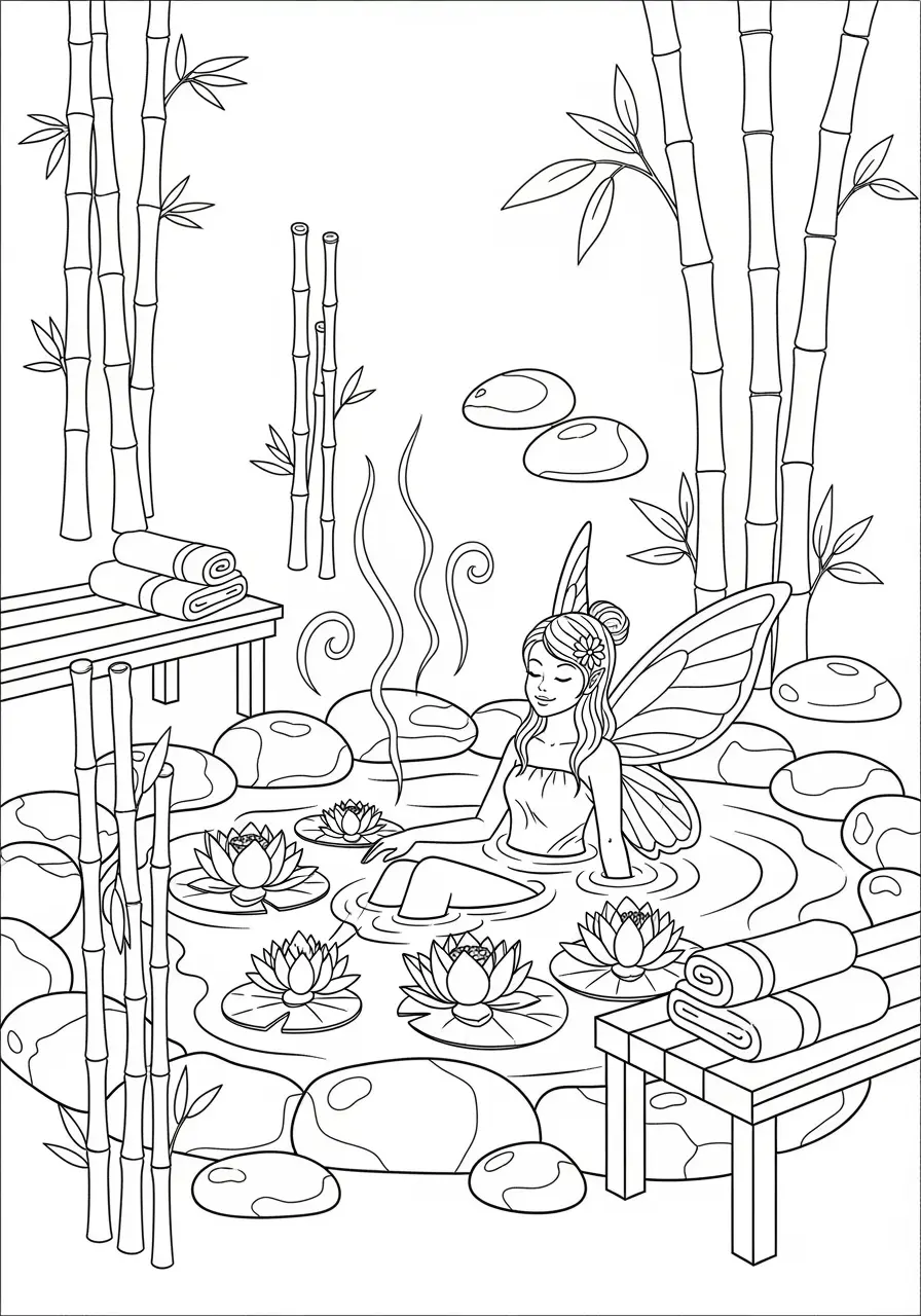 Fairy Spa Retreat Coloring Page