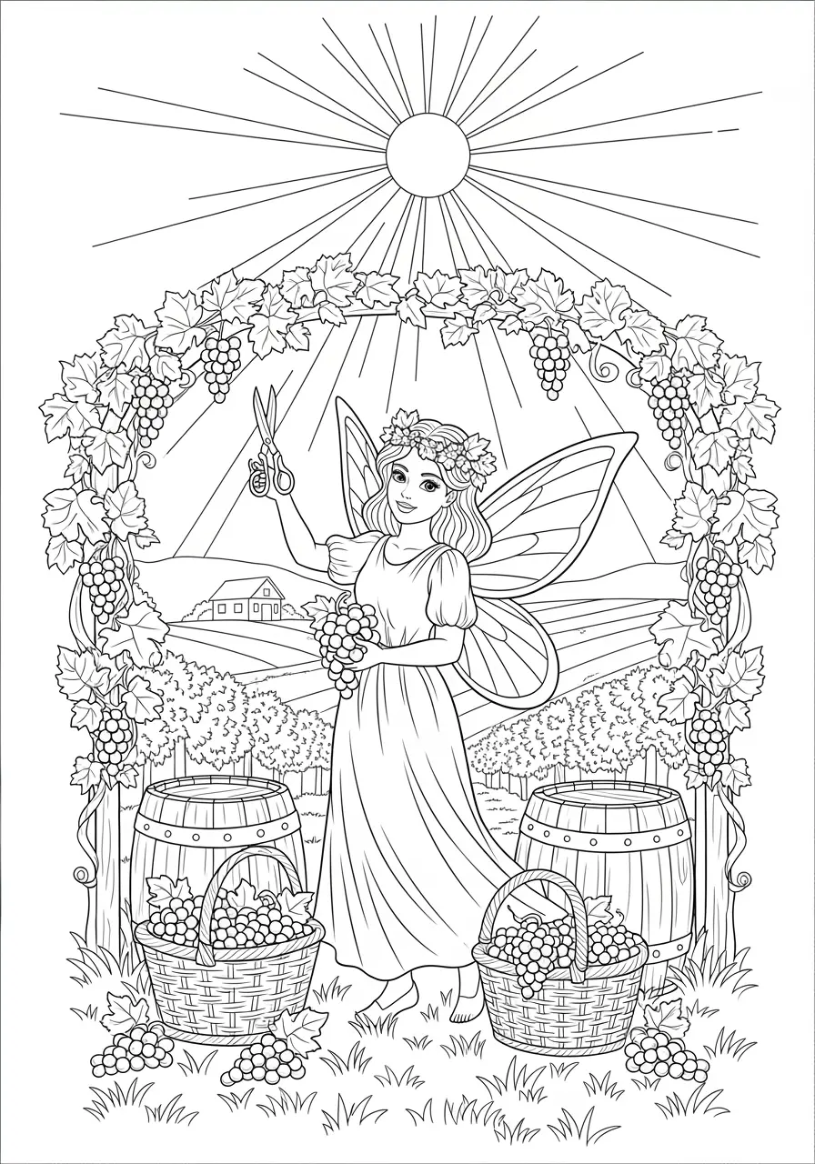 Fairy Vineyard Coloring Page