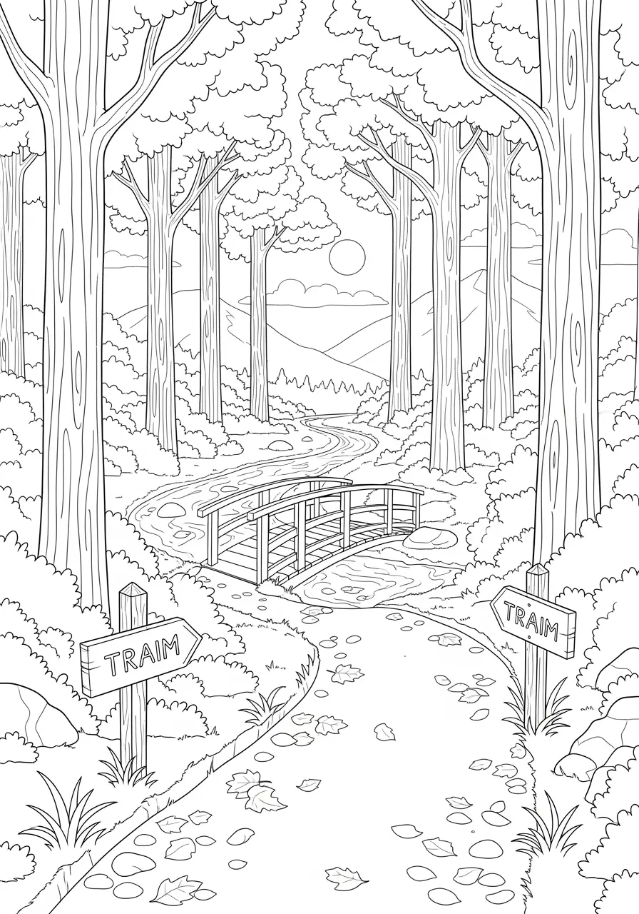 Fall Hiking Trail Coloring Page