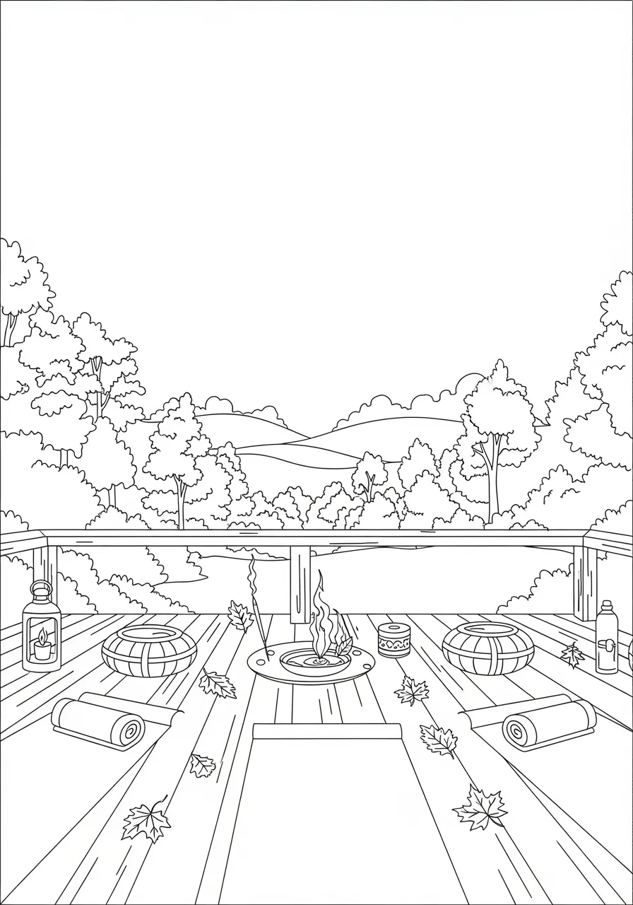 Fall Yoga Session Coloring Page