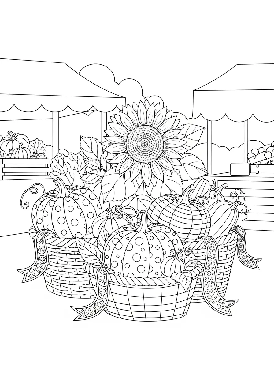 Farmers Market Doodle Coloring Page