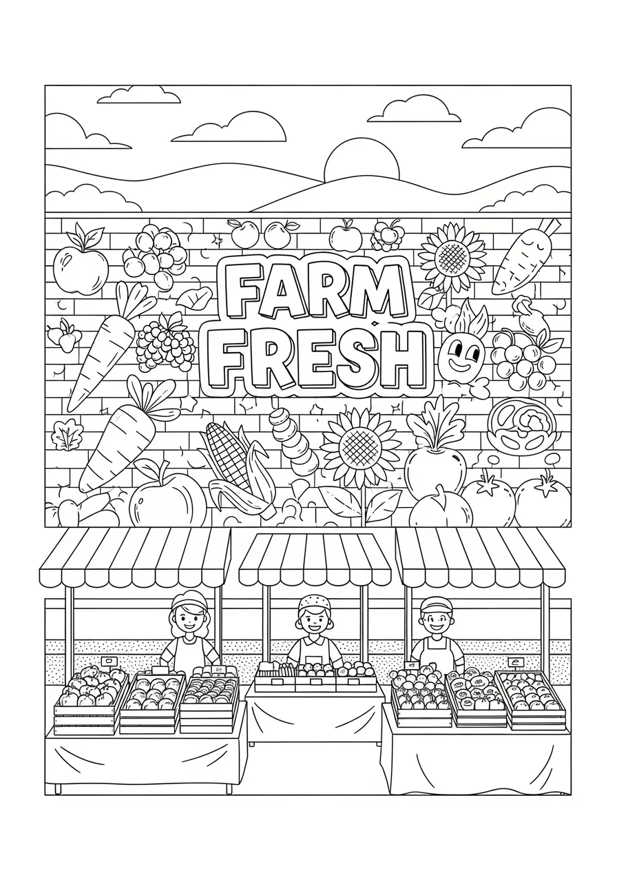 Farmers Market Graffiti Coloring Page