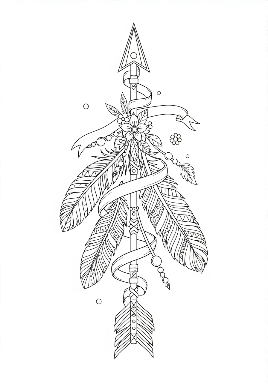 Feather Arrow Tattoo Coloring Page